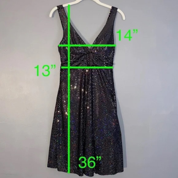 BODY CENTRAL Holographic Sparkle Sequin Party Dress Small Disco 70s Look - Picture 13 of 13
